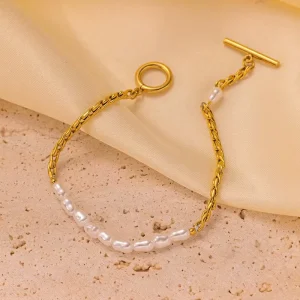 Fashion Pearl Bracelet Women’s OT style Stainless Steel Chain Jewelry Unique Design Gift for Personalization