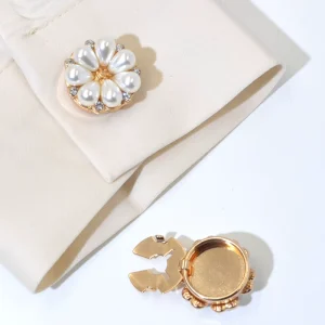 Fashion Pearl Floral Cufflinks Turtle Petal Shape Metal Electroplated Button Cover