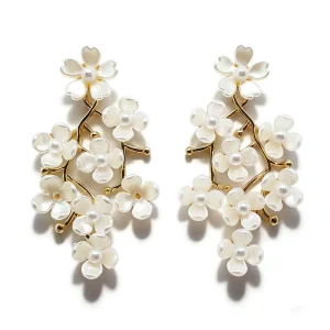 Fashion Pearl Flower Earrings Elegant Alloy Girl Earrings High-grade Earrings