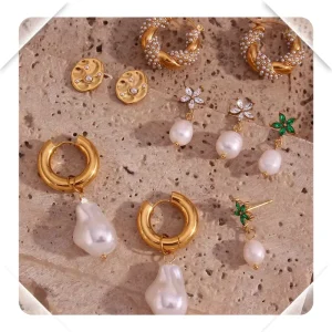 Fashion Pearl Gold Plated Jewelry Stainless Steel for Women Fashion Jewelry Sets