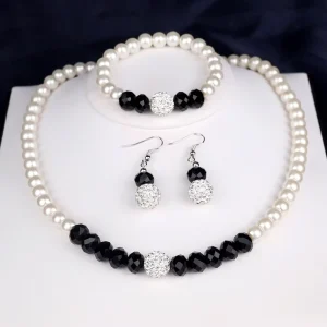 Fashion Pearl Jewelry Necklace Earrings Bracelet Set Women Wedding Party Jewelry Set