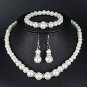 Fashion Pearl Jewelry Set Women Necklace Earrings Bracelet Three Piece Set Jewelry Sets for Women
