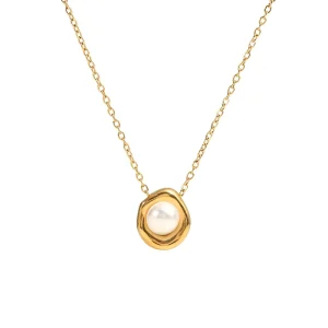 Fashion Pearl Pendant Jewelry 18K Gold Plated Stainless Steel Necklace for Women