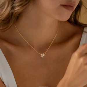 Fashion Pearl Pendant Necklace 18K Gold Plated Floral Design Dainty Link Chain Hypoallergenic ZIRCON Jewelry for Women