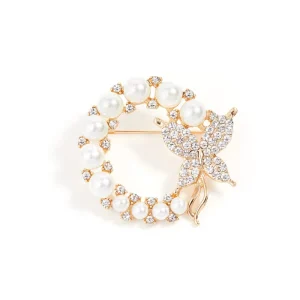 Fashion Pearl and Rhinestone Brooches for Women Baroque Trendy Butterfly Pins Clothes Accessories Wedding Gifts