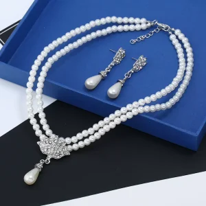 Fashion Pearls Jewelry Set Women Pearls Necklace Earrings Set