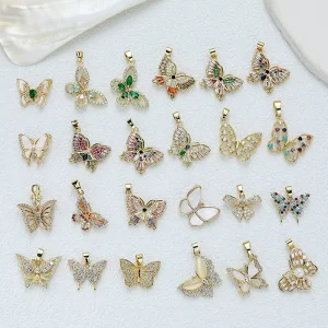 Fashion Pendant Charms Gold Plated Zircon Butterfly Pendant Gift Accessories