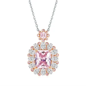Fashion Pendant Necklaces for Women pink Cubic Zirconia 925 Silver Jewelry Necklaces
