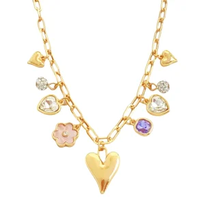 Fashion Pendant Simple Style Trendy Crystal Fashionable Jewelry Heart Rhinestone Accessory Necklace for Women