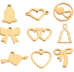 Fashion Pendants Charms Jewelry Accessories Stainless Steel Bow knot Heart Charm for Bracelet Necklace Small Pendant