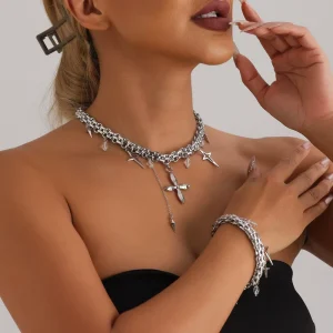 Fashion Personality Heavy Cross Star Element Pendant Necklace Women’s Jewelry Accessories