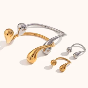 Fashion Personality Simple Light Luxury Stainless Steel Plated 18K Gold Fruit Shape Cuff Bracelet for Women