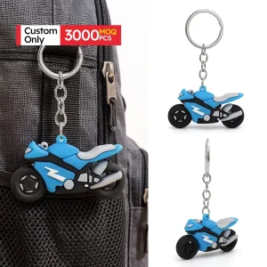 Fashion Personalized 3D Soft PVC Waterproof Custom Motorcycle Shape Keychains