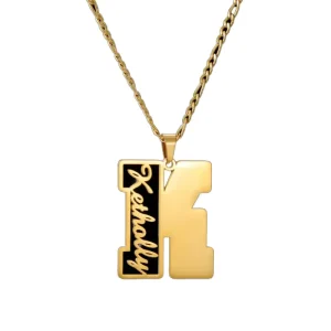 Fashion Personalized Custom Engraved Name 316 Stainless Steel Pendant Necklace Capital Art Letter Necklace Gift