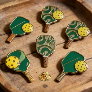 Fashion Pickleball Brooch Enamel Pins Cute Gift Metal Zinc Alloy Pickleball Pins Custom Logo with Ball for Jacket Backpack Hat