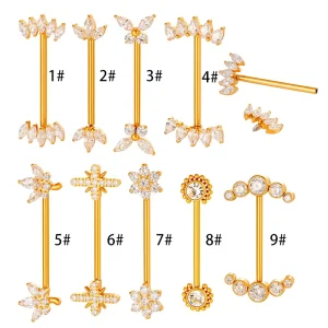 Fashion Piercing Jewelry ASTM F136 Titanium Nipple Ring 1.2*16mm Barbell Titanio Titanium Nipple Bar Piercing Body Jewelry