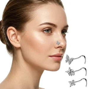 Fashion Piercing New Design Butterfly Nose Piercing Surgical Steel Nose Screw Stud Ring 20G Nose Body Jewelry