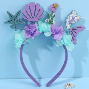 Fashion Pink Flower Headband for Girls Glitter Birthday Gift