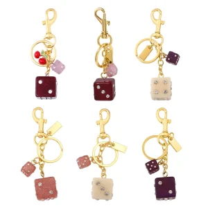Fashion Pink Small and Large Dice Bag Charm Keychain Student Women’s Bag Gift Accessory Car Key Chain Pendants