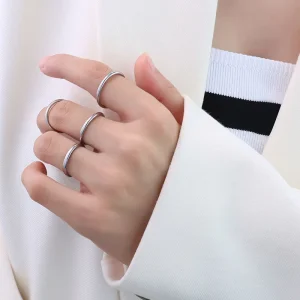 Fashion Plain Fine Ring for Men and Women Stainless Steel Rings