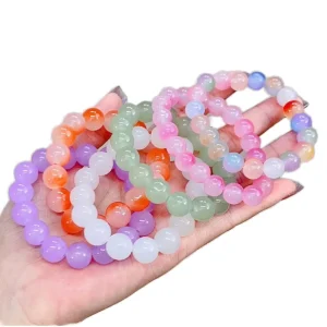 Fashion Popular Geometric 14K Gold Plated Crystal Colorful Beaded Glass Bracelet Handpiece Jewelry Gifts for Unisex