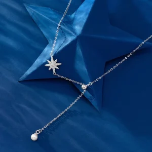 Fashion Popular Pearl 5A Zircon Necklace S925 Sterling Silver Personalized Six Star Necklace
