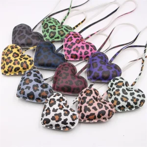 Fashion Promotional Gift Multi style Leopard PU Leather Lanyard Pendant Bag Charm Accessories