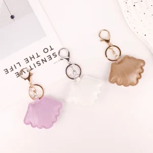 Fashion Pu Leather Soft Fabric Sea Shells Tassel Keychain Conch Pearl Shell Key Chain Bag Charms Decor Fine Pendants