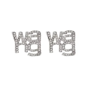 Fashion Punk Exaggerated Fashion Crystal Wang Letter Earrings Rhinestone Letters Dangle Earrings for Women Girl Jewellery