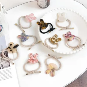 Fashion Rabbit Acetate Hair Ties Scrunchies Women Girls Elastic Hair Bands Classic Ponytail Hair Accessories