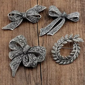 Fashion Retro Alloy Brooch Bow Pin Clothing for Women Jewelry