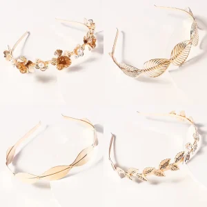 Fashion Retro Style Hair Accessories Pearl Flower Leaf Hair Band Alloy Headband Wedding Hair Accessories