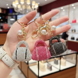 Fashion Rhinestone Bag Charms Keychain Elegant Accessories Purse Charms Keyring