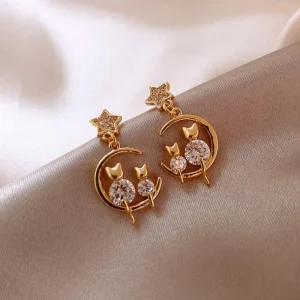 Fashion Rhinestone Crystal Earrings Women Girls Jewelry Lovely Imitation Pearl Earring Femme Sweet Heart Star Bijoux