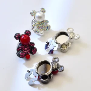 Fashion Rhinestone Cute Bear Button Covers Clip for Shirt Decorative Cover Cufflinks Button Flower Clip Button