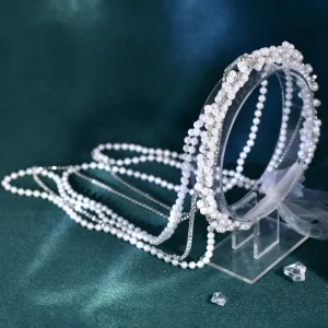 Fashion Rhinestone Hair Chain Long Tassel Pearl Hair Accessories Summer Braided Hair Accessories HP800