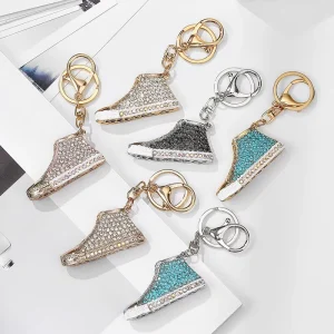 Fashion Rhinestone Sneaker Keychains 3D Design Lightweight Carabiner Key Rings for Bags Charm Pendant Crystal Keychain