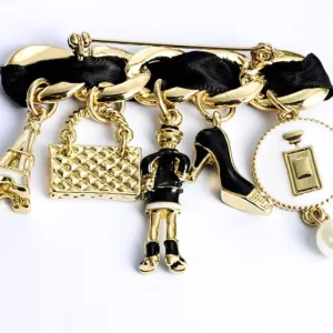 Fashion Ribbon Chain Color Enamel Charm Brooch Pin Fashion Bag Shoes Charm Brooch Pin DIY Charm Brooch Fashion Accessories