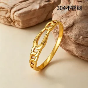 Fashion Ring Horseshoe Buckle Stainless Steel Bangle Explosions Personality Design Trendy Party Women’s Daily Accessories