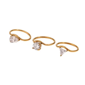 Fashion Rings Crystal Zircon Simple Heart Wedding Ring Stainless Steel Fashion Jewelry Women Rings Bulk Order