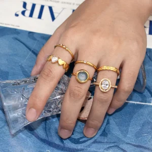 Fashion Rings Horse Equestrian Series Stainless Steel Jewelry Open Adjustable Rings Resin 18k Gold Plated Jewelry for Women