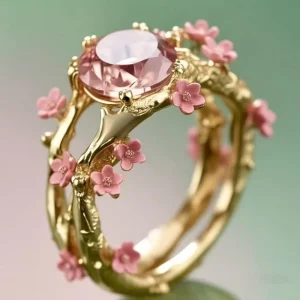 Fashion Rings Hot-selling Minimalist pink Flower Trendy Instagram style Alloy Jewelry for Women Accessoires Femmes Bijoux Femme
