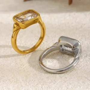 Fashion Rings Jewelry Women Shining Zircon Signet Ring Fashion Jewelry Rings Stainless Steel Jewelry