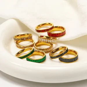 Fashion Rings Jewelry Women Zircon 18K Gold Plated Golden Fine Fashion Jewelry Wedding Rings