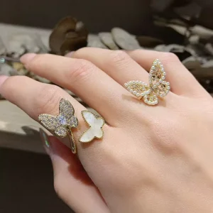 Fashion Rings Jewelry Zirconia Butterfly Rings Adjustable Fashion Women Rings Custom