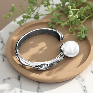 Fashion Rings Latest Style Unique Ins Style Trendy Alloy Silver Pearl Opening Fashion Jewelry Party Festival for Women