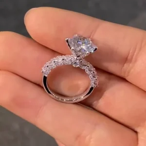 Fashion Rings for Women 10K 14K 18K Gold 3 Carats Lab Grown Diamond Engagement Ring Round Brilliant Cut DEF Color VVS Clarity