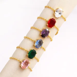 Fashion Rings for Women Colourful Zirconia Ring Brass Pink Green Zircon Adjustable Rings 18K Gold Plated