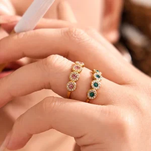 Fashion Rings for Women PVD Plating Adjustable Stainless Steel Rings 5A Grade Zircons 18k Gold Plated Rings