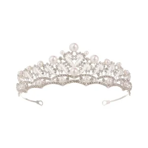 Fashion Romantic Pearl Rhinestone Crown Bridal Hair Accessories Wedding Tiara